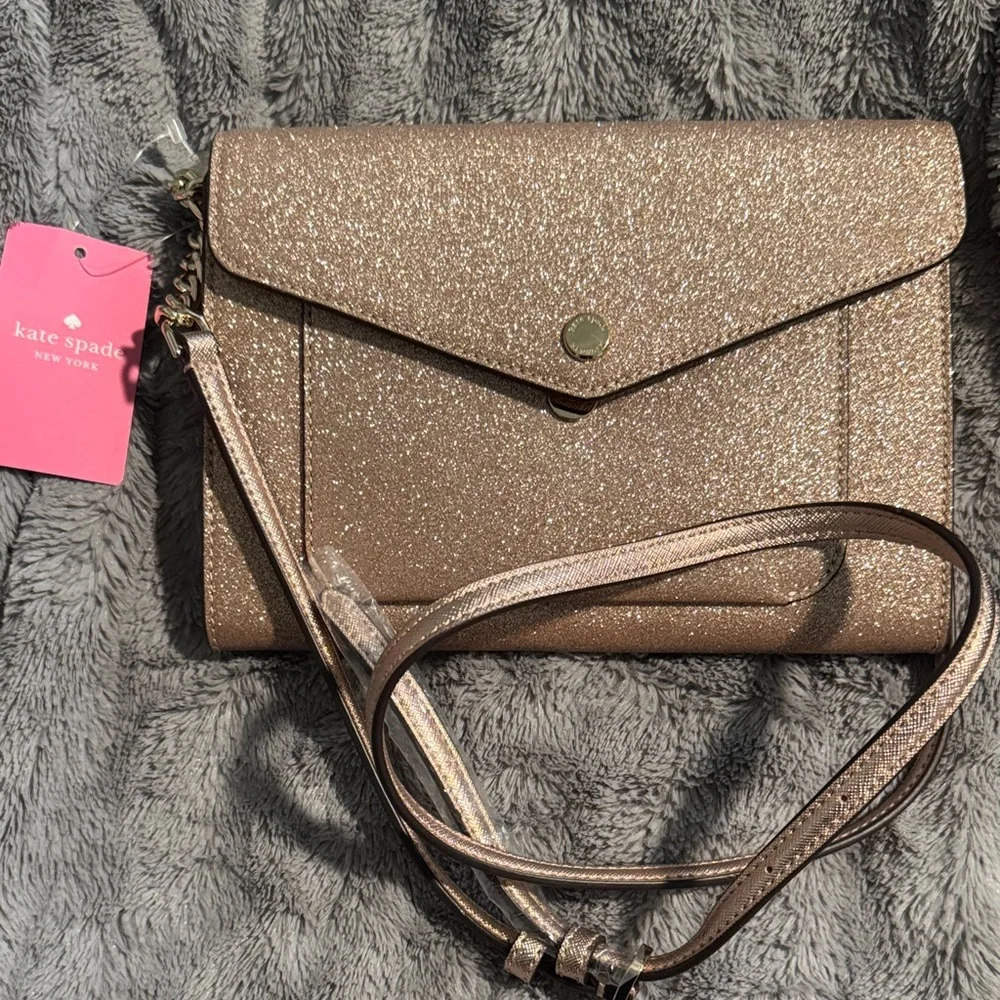 Kate spade Glittery rose gold Clutch/crossbody Bag - Picture 5 of 5